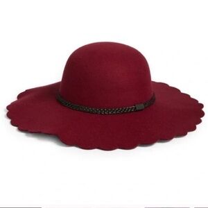 BP Wide Brim Scalloped Edge Hat Felt | Wine NWT
